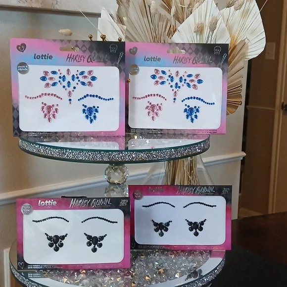 New 4pc Harley Quinn Face Gems Toxic Love / Pouts & Pigtails By Lottie London - Picture 6 of 17